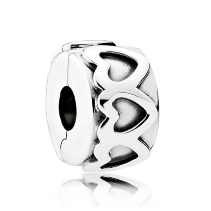 Original Row Of Linked Hearts Clip Lock Stopper Beads Fit 925 Sterling Silver Bead Charm Bracelet Bangle Diy Jewelry